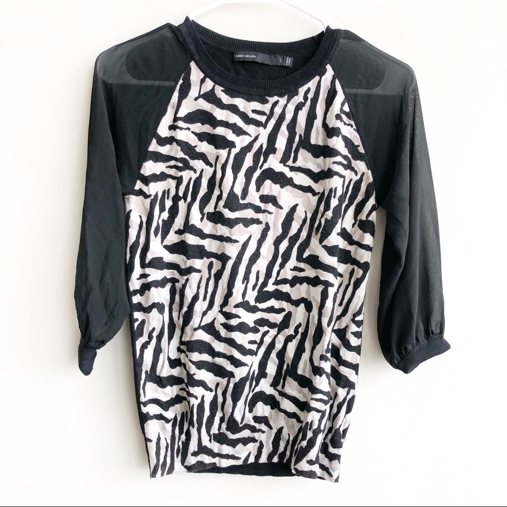Karen Millen | Leopard Racerback Sheer Sweater